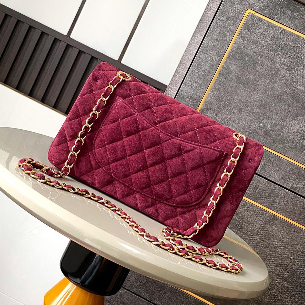 CHANEL Suede Classic Double Flap Handbag(HIGH-END GRADE)