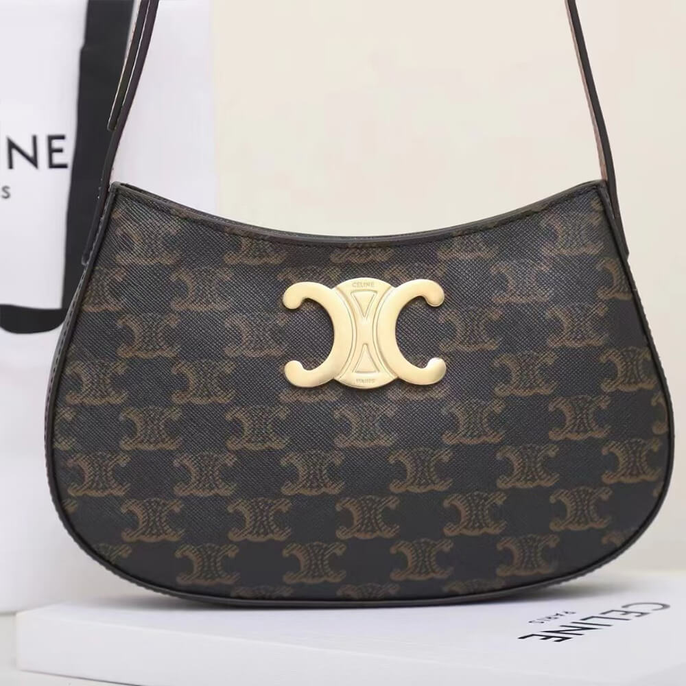 CELINE MEDIUM TILLY BAG in Triomphe canvas and calfskin
